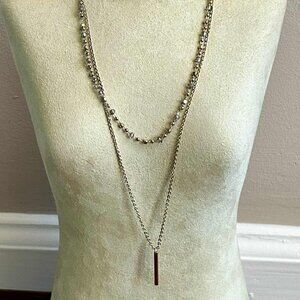 Gold-Tone Double-Strand Necklace with Neutral Beads